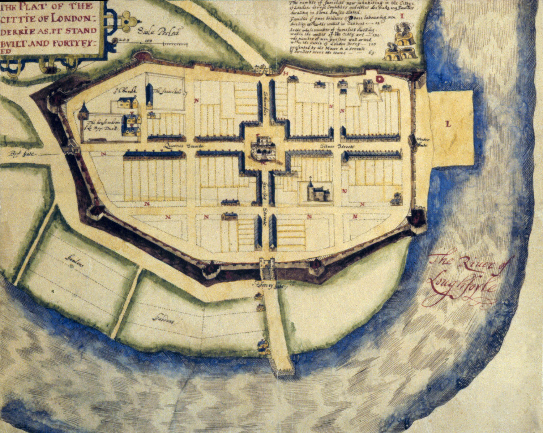 Thomas Raven's plan of Londonderry ca. 1622 (copyright Trustees of Lambeth Palace Library)